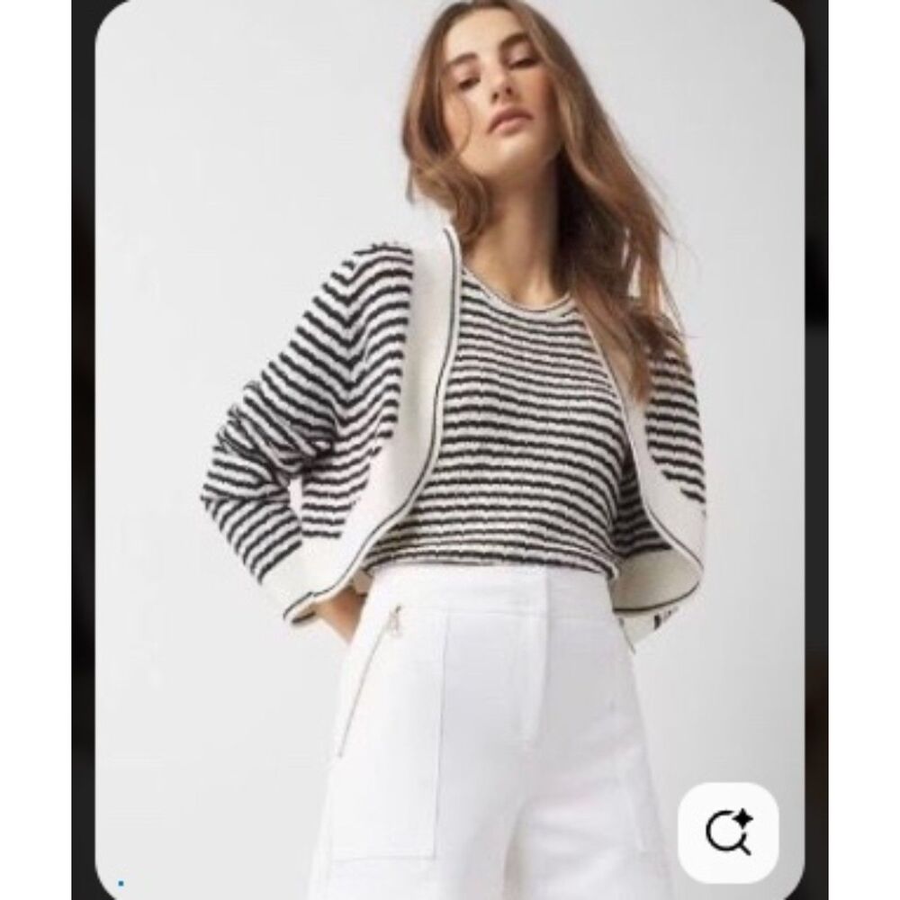 EUC White House Black Market Striped Sweater Set Cocoon Racerback S